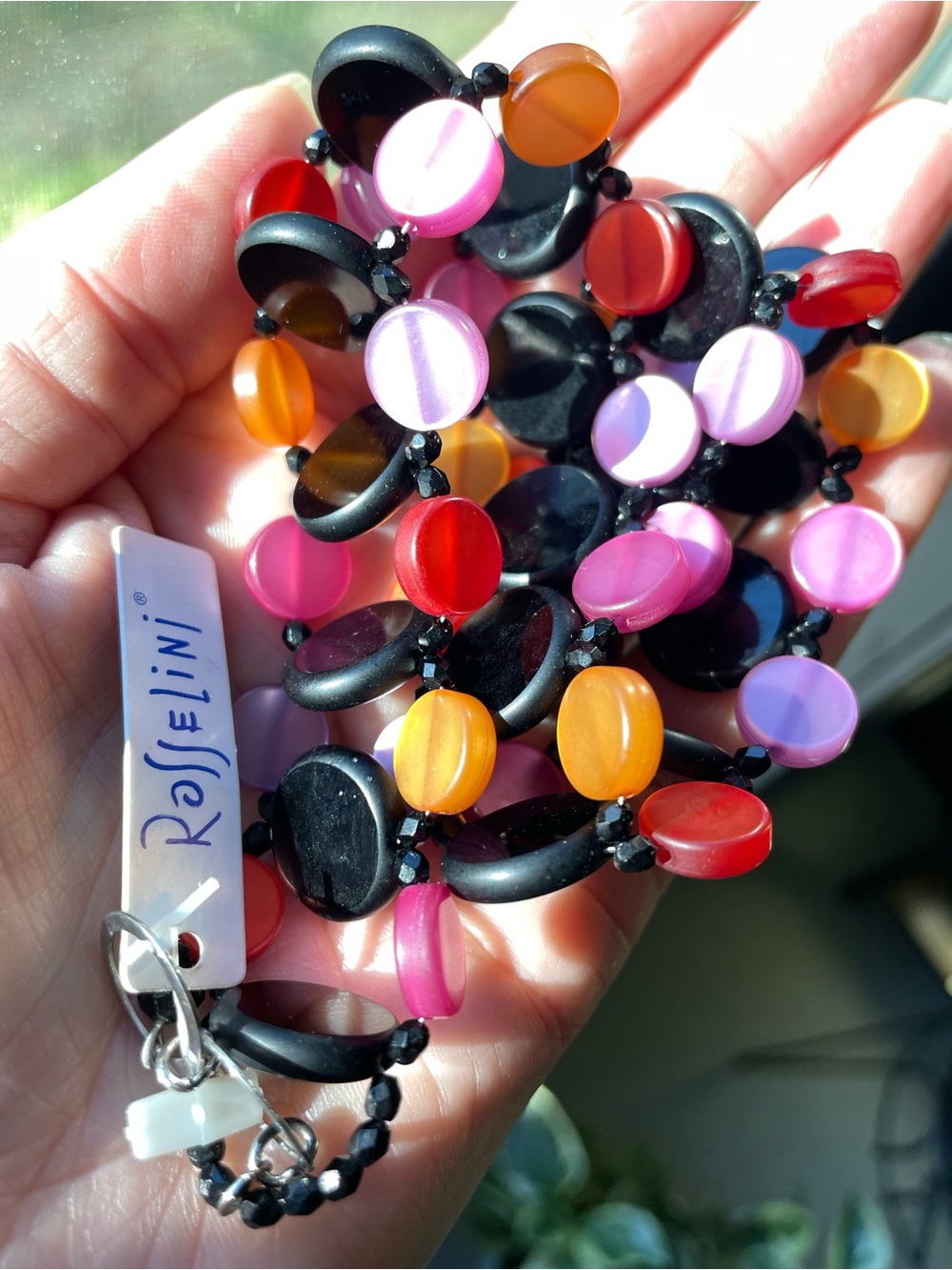 Rossellini Vintage Multicolor Disc Beaded Statement Necklace / Choker NWT